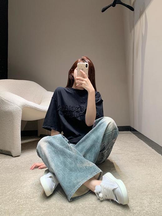 Balenciag*巴黎世家25Ss春夏新款重工炒色做旧字母T恤男女同款情侣系（DQJ） 商品图7
