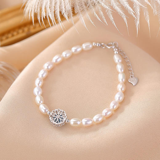 【千涧】S925纯银天然淡水珍珠海蓝宝手链【CW-23192】 商品图2