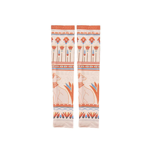 大英博物馆 巴斯特系列萌猫遮阳防护袖套 蓝色 绿色 埃及莲花纹遮阳防护袖套 商品图9