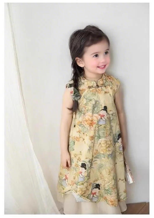 裁缝学苑TQ153女童新中式旗袍裙纸样儿童新款国风开叉上衣半身裙短裤样板 商品图2