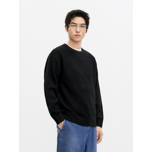 GXG男装 2024秋冬热卖GXG男士纯色休闲百搭圆领线衫宽松保暖男士毛衣 商品图3