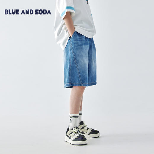 【预售6.1发】蓝汽水 2025春夏第二波新品磨白牛仔五分裤881B256030JY 商品图0