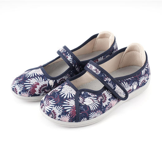 巴玛适春夏季软底妈妈款鞋子透气加肥宽松老人鞋防滑轻便脚宽脚肿Q1花 商品图9