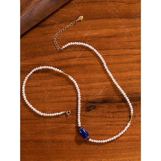 牧衣游 淡水珍珠青金石项链简约百搭文艺 鸢荷【不支持会员折】 商品图2