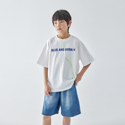 蓝汽水 2025春夏第二波新品简约撞色LOGO印花短袖806B256033JX 商品图2