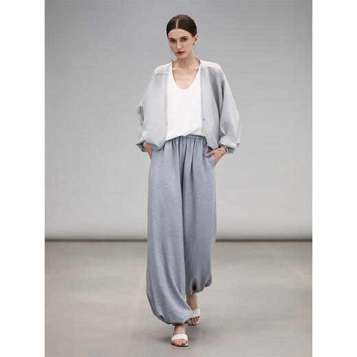 【限时秒杀】COCOBELLA简约宽松肌理感休闲裤女松弛感穿搭束口灯笼裤PA3033 商品图1