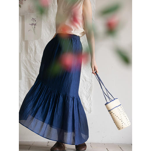 牧衣游原创 丝棉净色半裙设计感不规则宽松百搭半身裙 微风与秋 商品图1