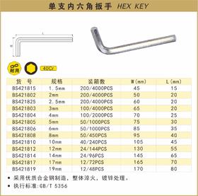波斯 单支内六角扳手19mm  （40Cr）BS421819