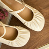 西遇法式单鞋女新款褶皱超软通勤圆头平底鞋银色玛丽珍鞋V0356343 商品缩略图5