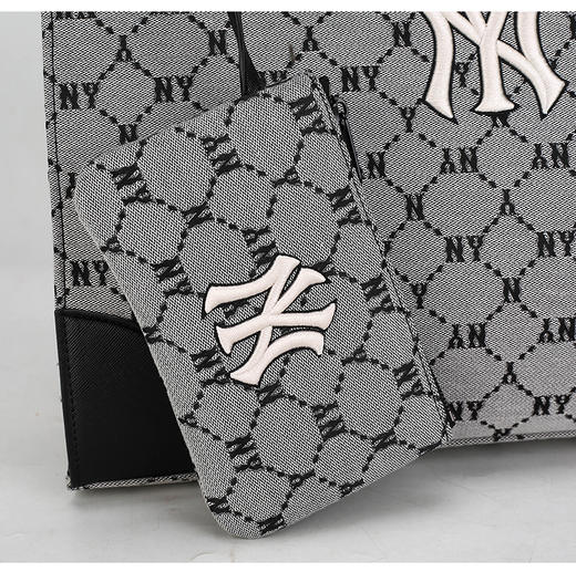 【品牌授权】防伪码 韩国MLB 新款复古老花托特包-蓝色 棕色 灰色 女新款老花满印休闲时尚运动背包单肩学生书包 3AORL021N 商品图5