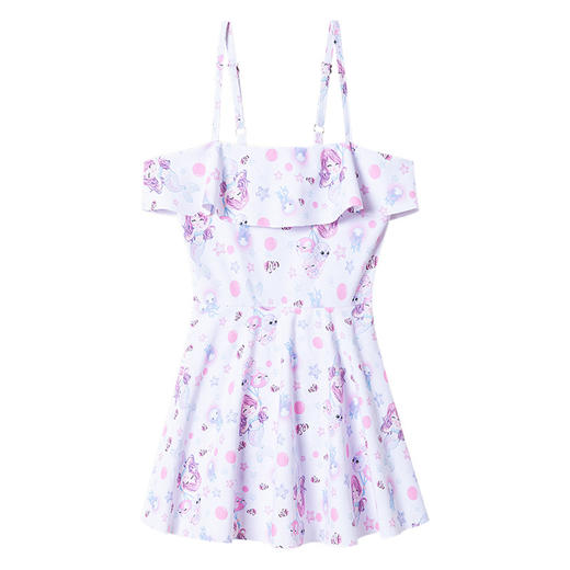 女童可爱泳衣卡通人鱼公主印花双肩吊带连体式泳裙泳装L-5XL 商品图4