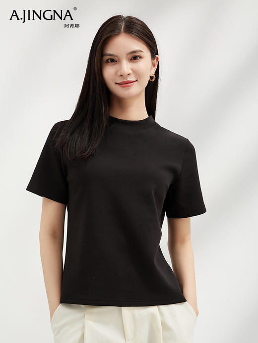 【0压系列】阿菁娜简雅时髦圆领微宽松版T恤F30C302015 商品图1