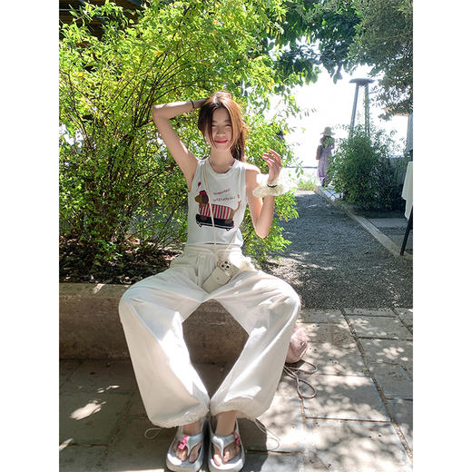 <曾小咸推荐> 百搭减龄2色小狗印花短款圆领背心 商品图3