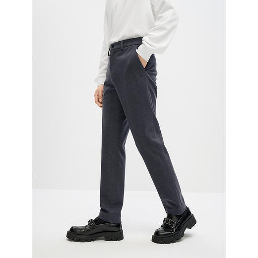 GXG男装 2024冬季热卖GXG男士休闲简约深灰色保暖修身小脚长裤爆款休闲裤 商品图3