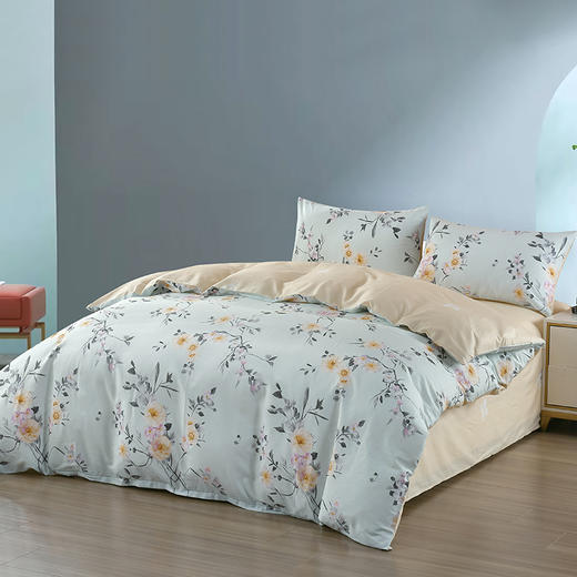 【多样屋专柜】雅鹿全棉绽放斜纹印花床上四件套 床单 230*245cm 被套200*230cm 枕套 48*74cm 商品图1
