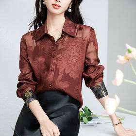 丁摩 衬衫女夏桑蚕丝女装高级感气质通勤透视洋气真丝女士衬衣5ZF-3175