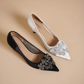 Westory2025年春季尖头高跟网纱镂空浅口单鞋婚鞋宴会鞋W25AH58111