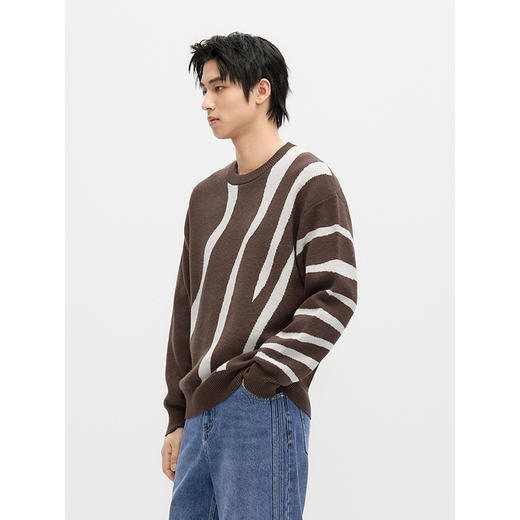 GXG男装 2024秋冬热卖GXG男士撞色提花设计毛衣男百搭毛衫内搭线衫 商品图2