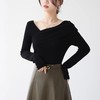 斜领纯色修身打底衫，法式温柔风，绝美纯欲 商品缩略图2