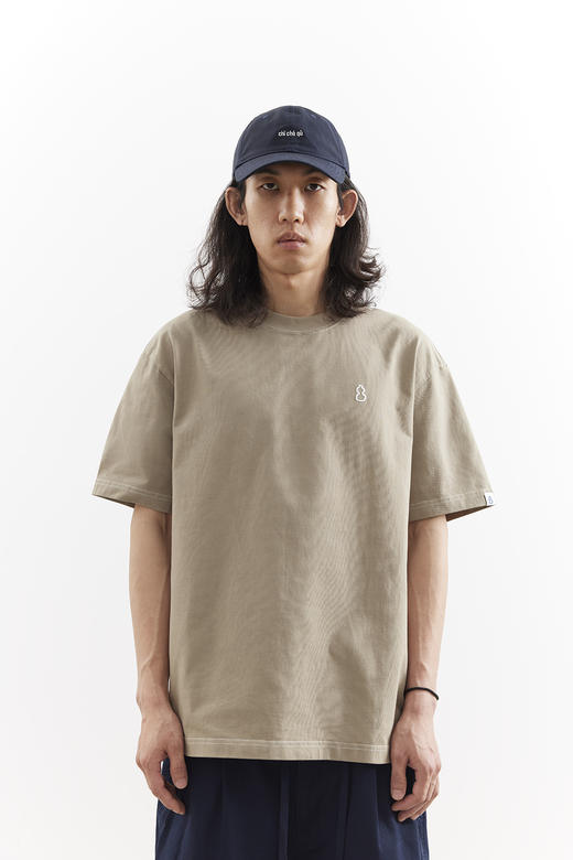 吃茶去chichaqu25纯棉宽松圆领短袖重磅T恤街头复古水洗成衣染色 商品图1