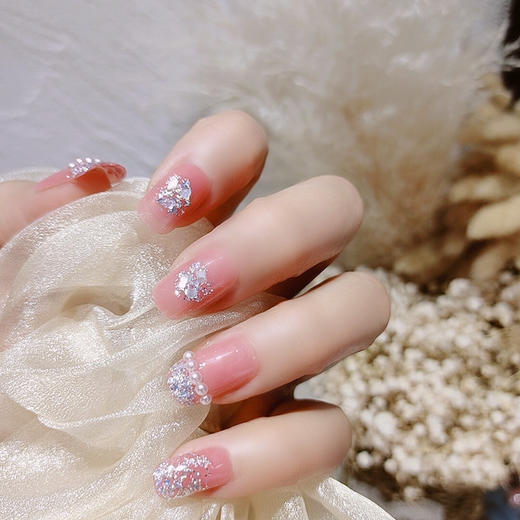 【少女冰透的美甲】穿戴甲QC合集日常辣妹少女冰透显手白美甲成品简约带钻假指甲贴片。ry 商品图7