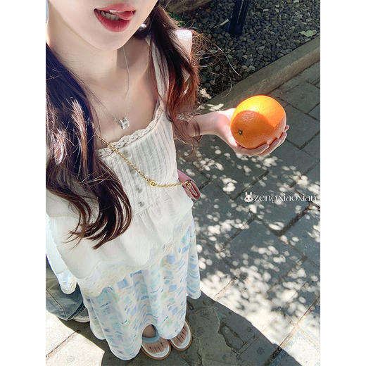 <曾小咸推荐>韩系小飞袖蕾丝拼接雪纺背心小衫 商品图1