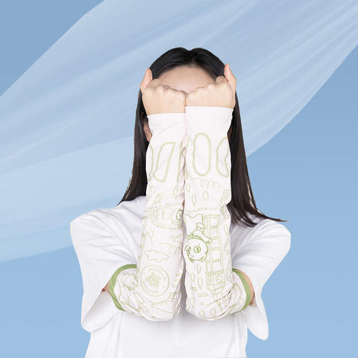 大英博物馆 巴斯特系列萌猫遮阳防护袖套 蓝色 绿色 埃及莲花纹遮阳防护袖套 商品图1