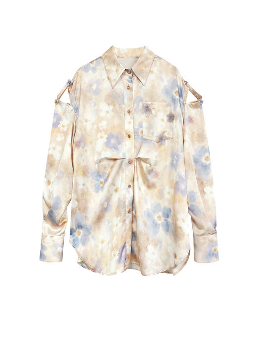 橙色梦幻印花宽松款衬衣 商品图0