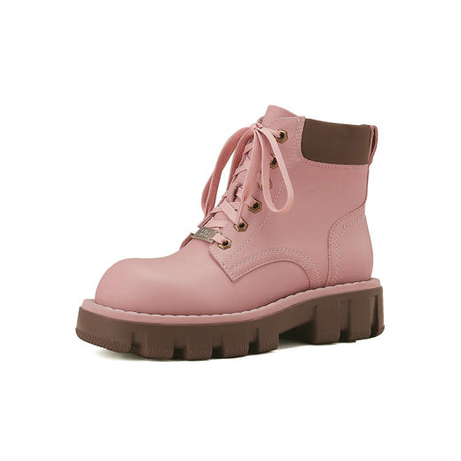 westory学院风马丁小黄靴英伦风复古厚底真皮短筒休闲马丁靴女W24DS83971 商品图2