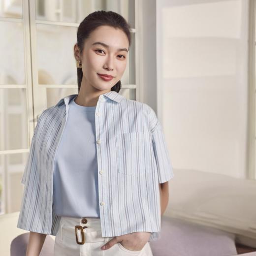 佐丹奴女装25年新款蔚蓝经典系列短款衬衫05345216 商品图0