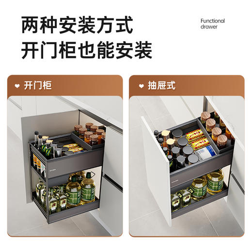 【4种规格可选】娜家厨房橱柜双层抽屉式调料篮 商品图2