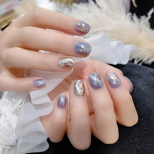 【少女冰透的美甲】穿戴甲QC合集日常辣妹少女冰透显手白美甲成品简约带钻假指甲贴片。ry 商品图1