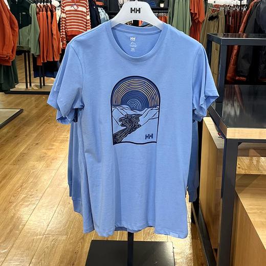 HE**Y HANSEN/海*汉*森 F2F 女士有机棉纯色印花圆领短袖T恤 商品图1