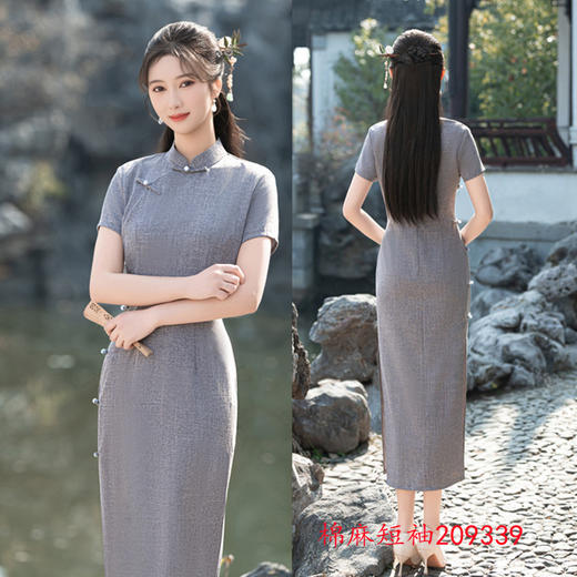GX纯色棉麻长款无袖旗袍2025春夏新款民国女士文艺风少女日常旗袍裙 商品图2