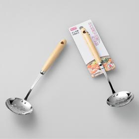 日本进口下村工业 木柄带孔漏勺