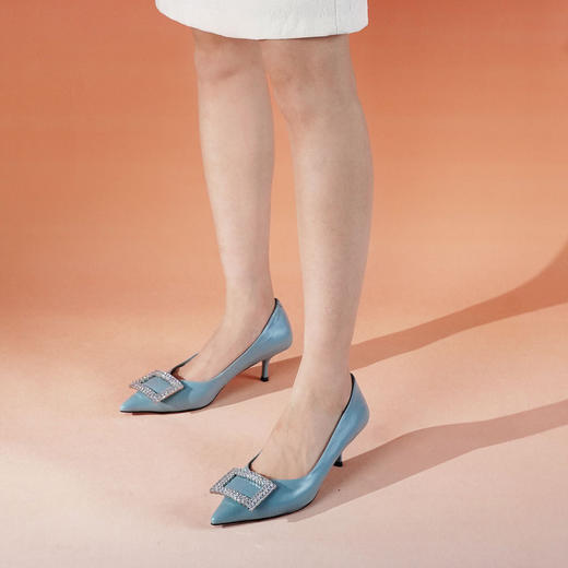 Westory2025年春季尖头中跟方扣通勤百搭浅口单鞋W25AE57931 商品图6