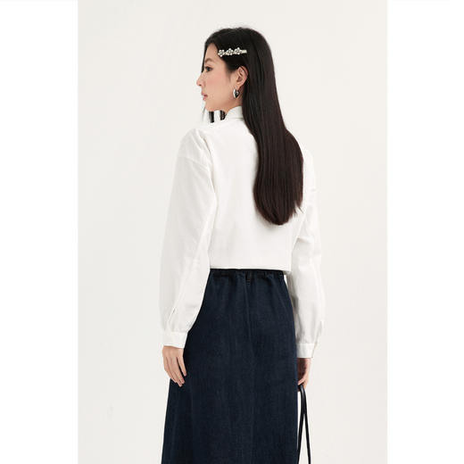 【商场同款】诗凡黎白色衬衫2024夏新款别致衬衣女3F4120341 商品图4