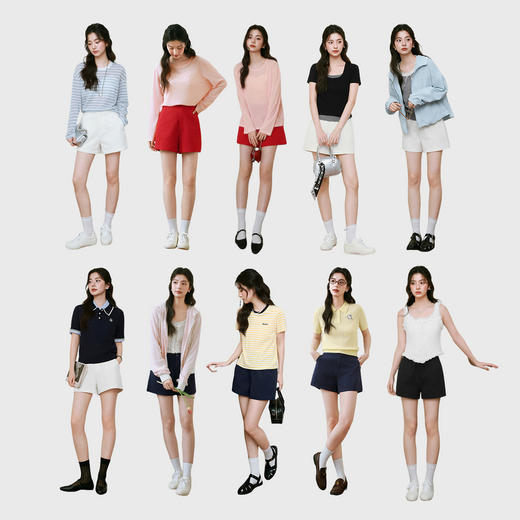 【严选】诗凡黎白色短裤2025春新款高腰显瘦时尚设计感百搭包容廓形休闲裤7G3150051 商品图1