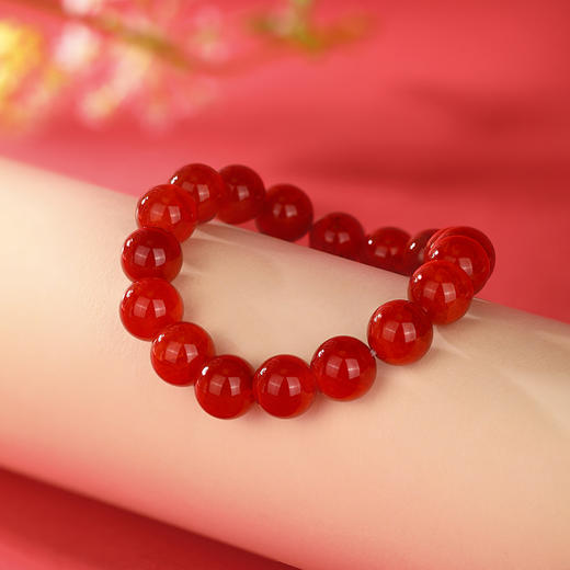 周六福红霜叶玛瑙手串ZLFJ122695（福利款绒布袋包装无证书）★ 商品图6