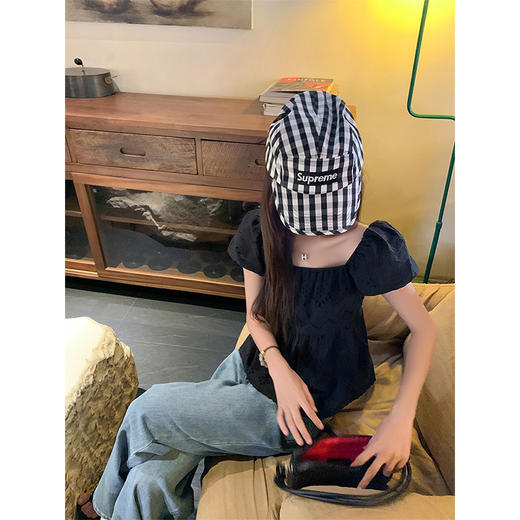 <曾小咸推荐>法式浪漫黑色镂空衬衫 商品图2