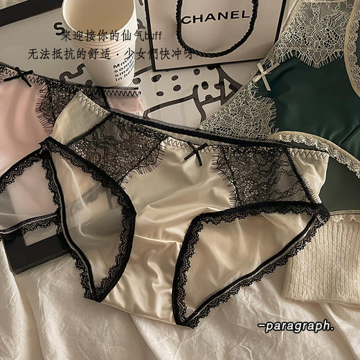 【69.9抢5条装❗法式宫廷冰丝内裤】有颜值有舒适，上身完全0束縛感，女网纱中腰蝴蝶结纯棉裆女士三角裤女QQ 商品图3