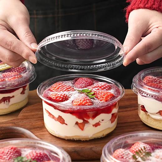 【JM-117A】350ml透明圆盒 提拉米苏盒蛋糕包装盒 慕斯千层打包盒 一次性甜品盒 不含贴纸 12oz 商品图2