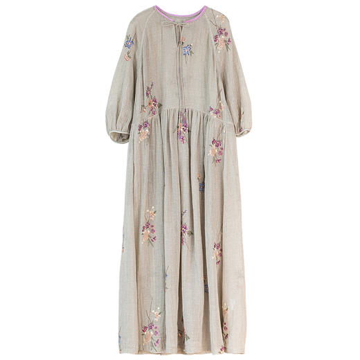 牧衣游原创 匹绣进口亚麻混纺连衣裙 福利款 星河月不支持会员折 商品图4