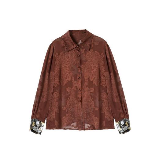 丁摩 衬衫女夏桑蚕丝女装高级感气质通勤透视洋气真丝女士衬衣5ZF-3175 商品图4