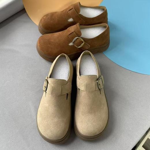 复古慵懒2025新款百搭厚底全包真皮增高勃肯鞋单鞋女款！ 商品图0
