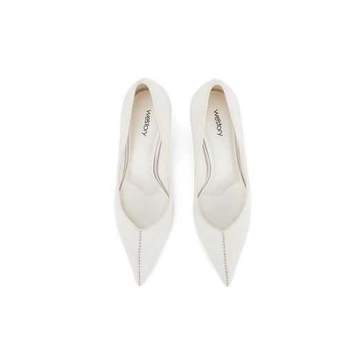 Westory2025年春季尖头高跟胎牛毛通勤百搭浅口单鞋宴会鞋W25AE58191 商品图2