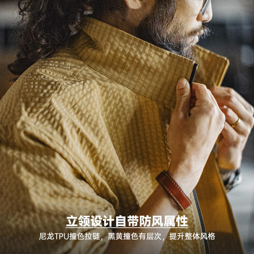 工装优选美式休闲户外山系夹克肌理感透气防风立领姜黄外套男春夏 商品图3