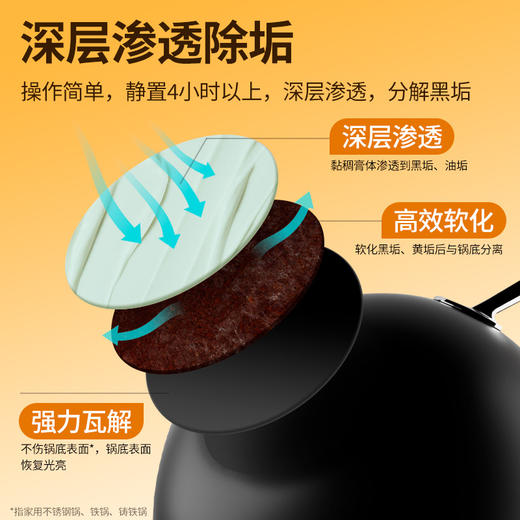 黑焦锅底清洁膏🔥【净狮锅底黑清洁膏】黑锅油锅底专用清洁神器🔥一涂一抹一刷，锅底黑垢全消失❗️ ✅高效去黑：专业除黑垢配方，能迅速渗透并分解锅底的顽固黑垢和油脂 商品图1