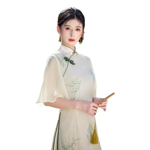 GX素雅新中式长款民族风奥黛旗袍裙2025春夏新款日常可穿宽松版奥黛 商品图4