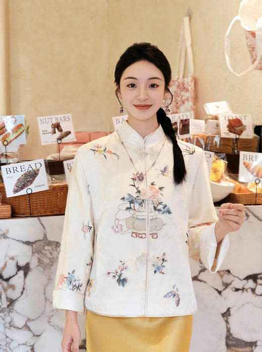 盛唐牡丹| 富贵花篮手推绣真丝外套 商品图0